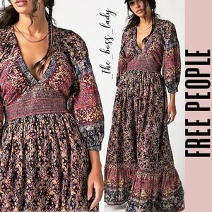 Free People maxi dress floral ruffles cottage